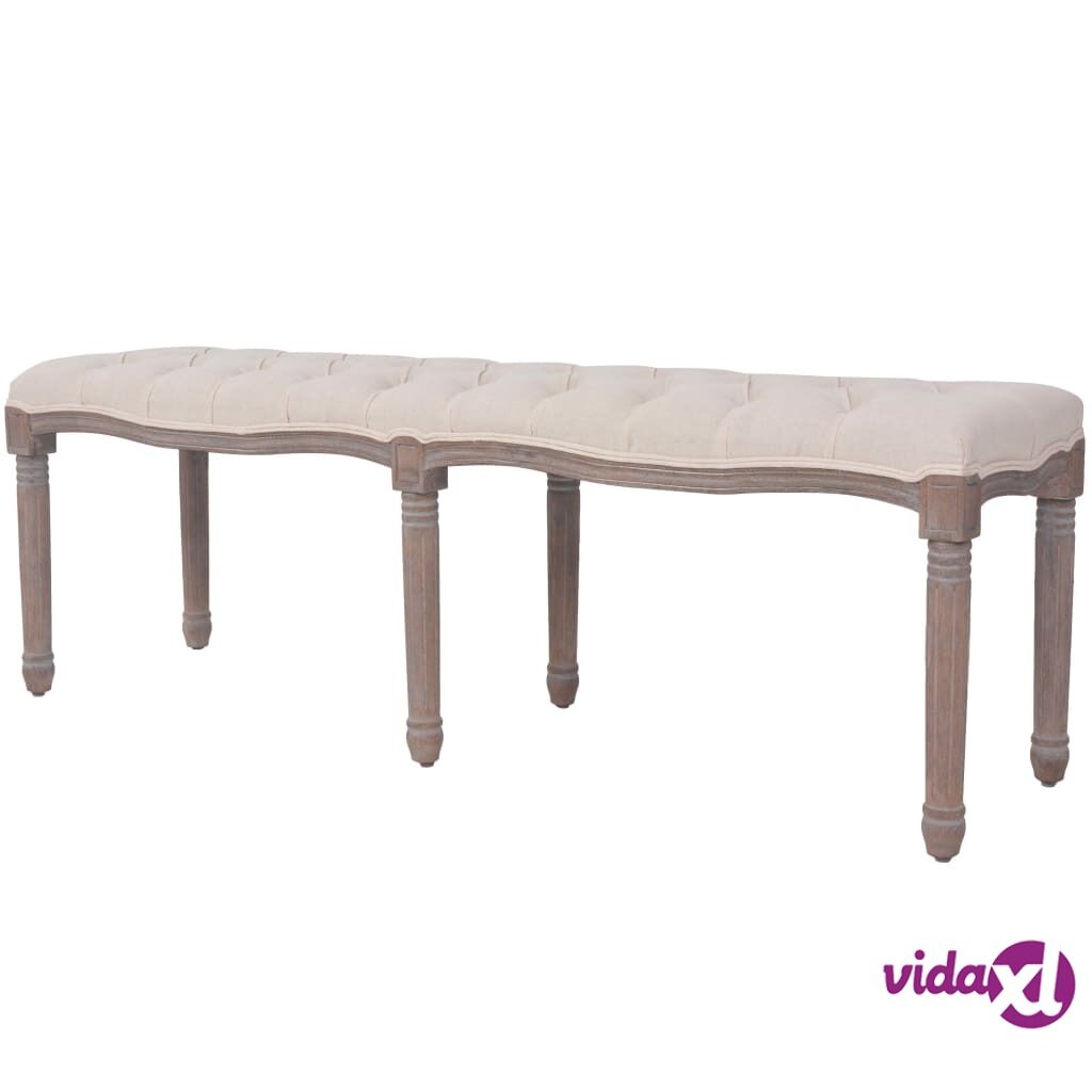 vidaXL Bench Linen Solid Wood 150x40x48 cm Cream White
