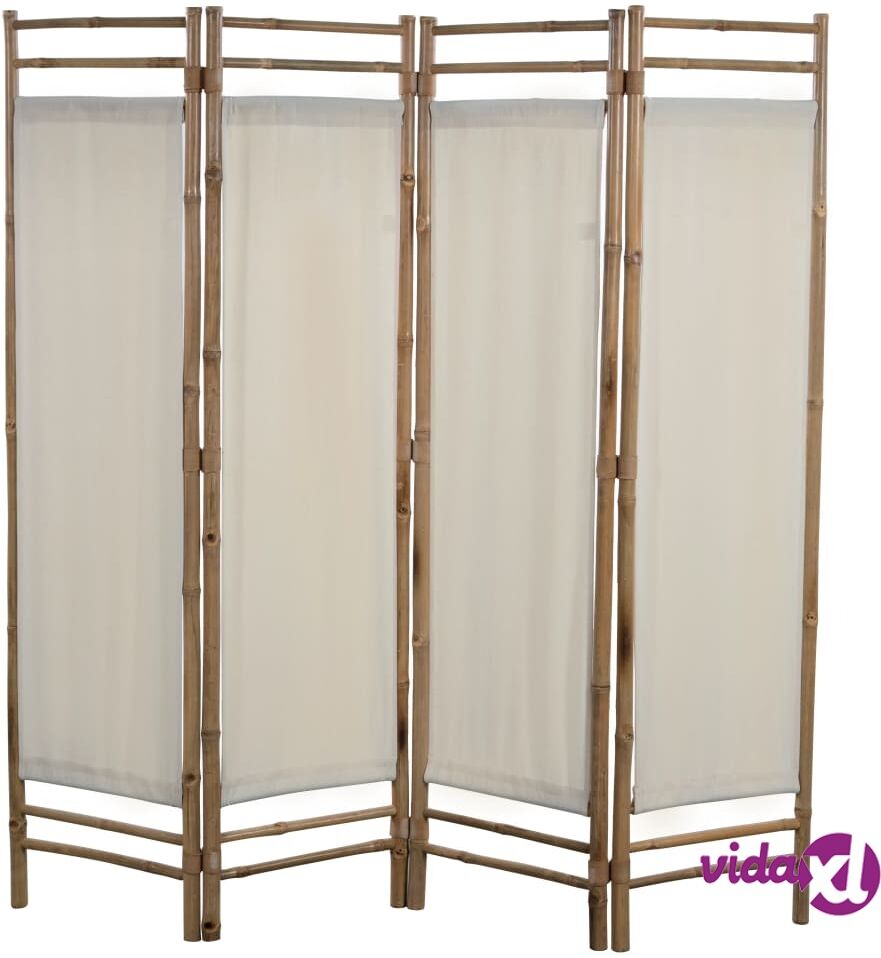 vidaXL Folding 4-Panel Room Divider Bamboo and Canvas 160 cm