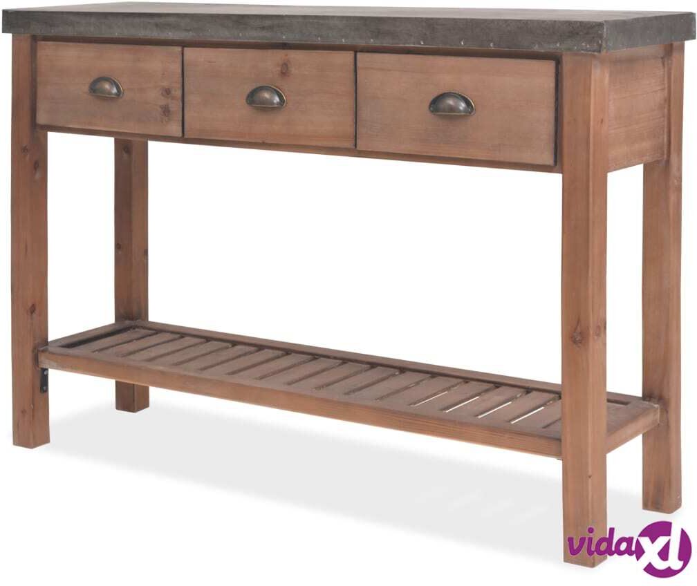 vidaXL Console Table Solid Fir Wood 122x35x80 cm