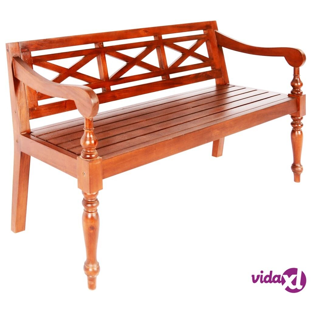 vidaXL Batavia Bench 136 cm Solid Mahogany Wood Dark Brown