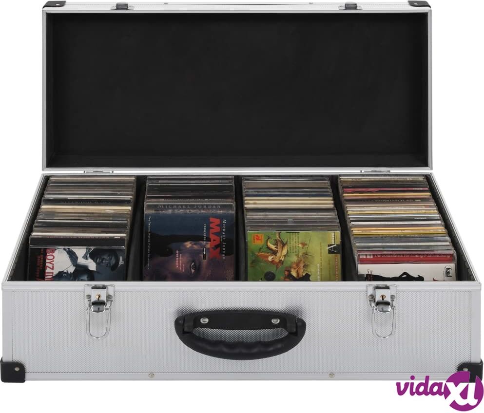 vidaXL CD Case for 80 CDs Aluminium ABS Silver