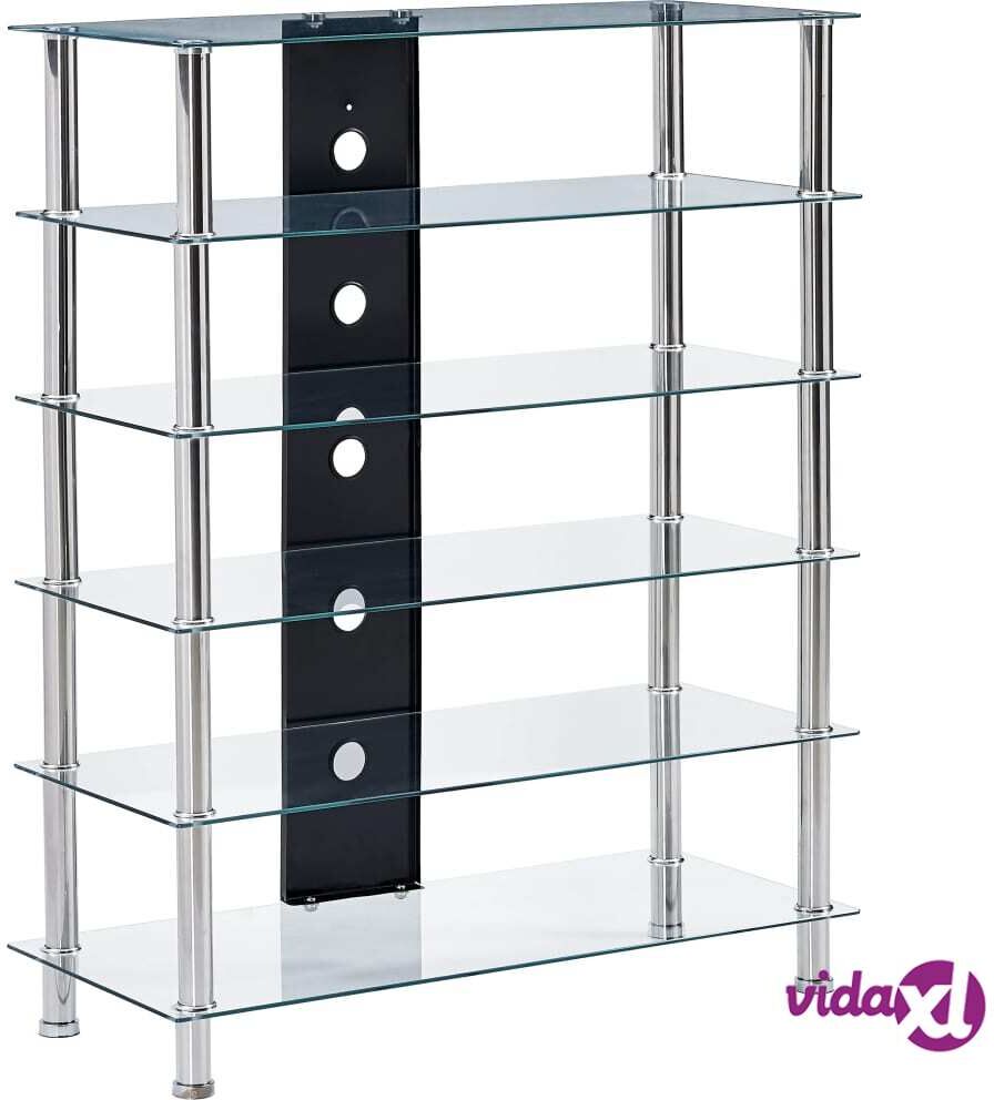 vidaXL HiFi Stand Transparent 90x40x113 cm Tempered Glass