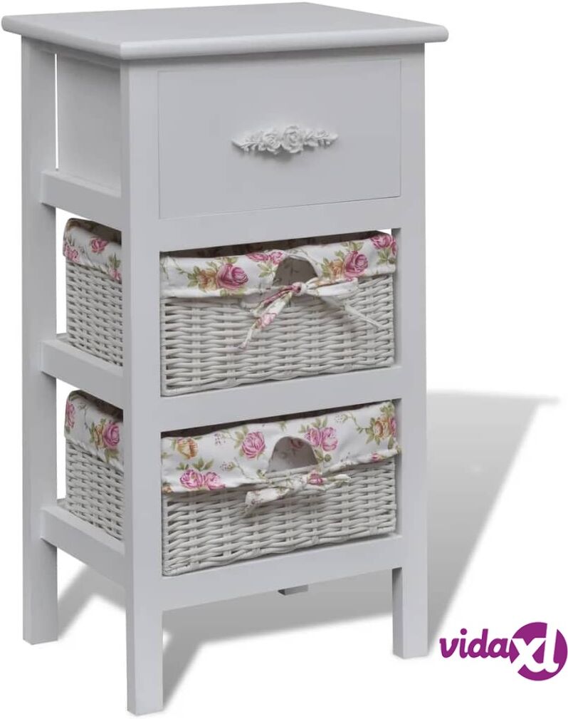 vidaXL Cabinet with 1 Drawer and 2 Baskets White Wood