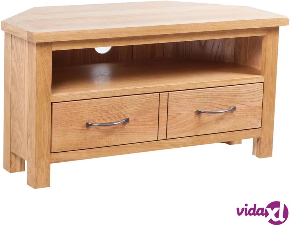 vidaXL TV Cabinet with Drawer 88 x 42 x 46 cm Solid Oak Wood