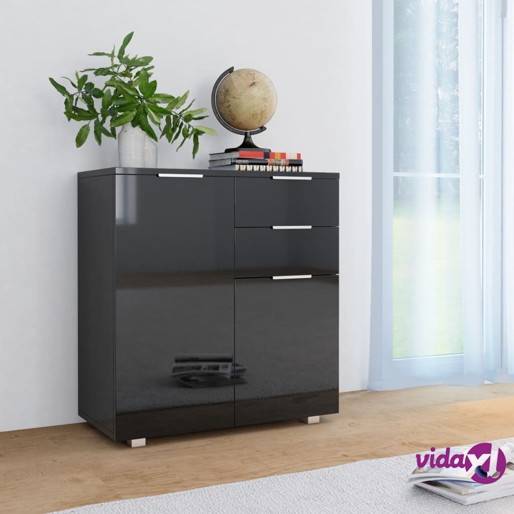 vidaXL Sideboard High Gloss Black 71x35x76 cm Chipboard