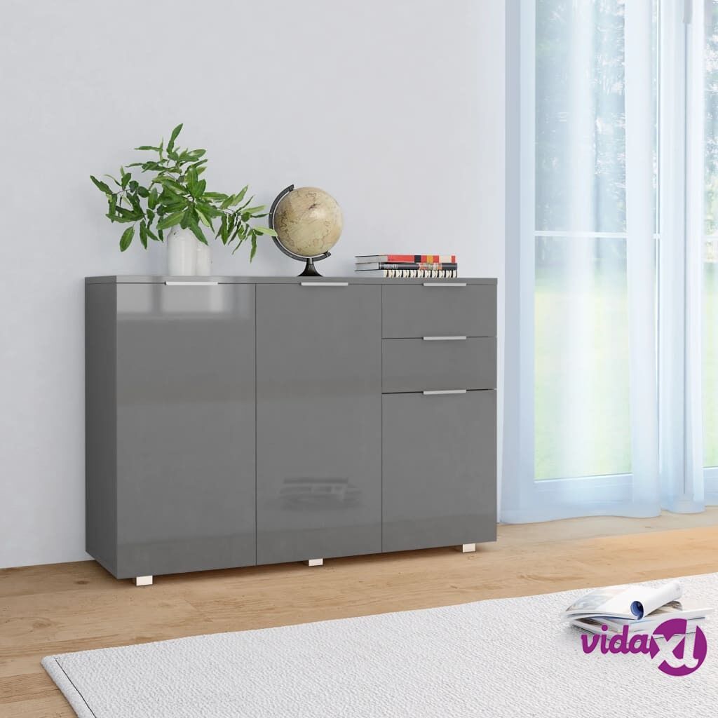 vidaXL Sideboard High Gloss Grey 107x35x76 cm