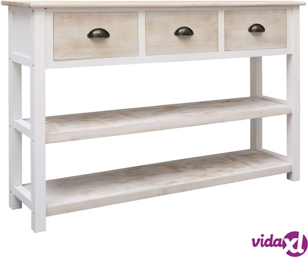 vidaXL Sideboard Natural and White 115x30x76 cm Wood