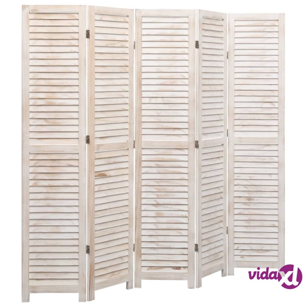 vidaXL 5-Panel Room Divider White 175x165 cm Wood