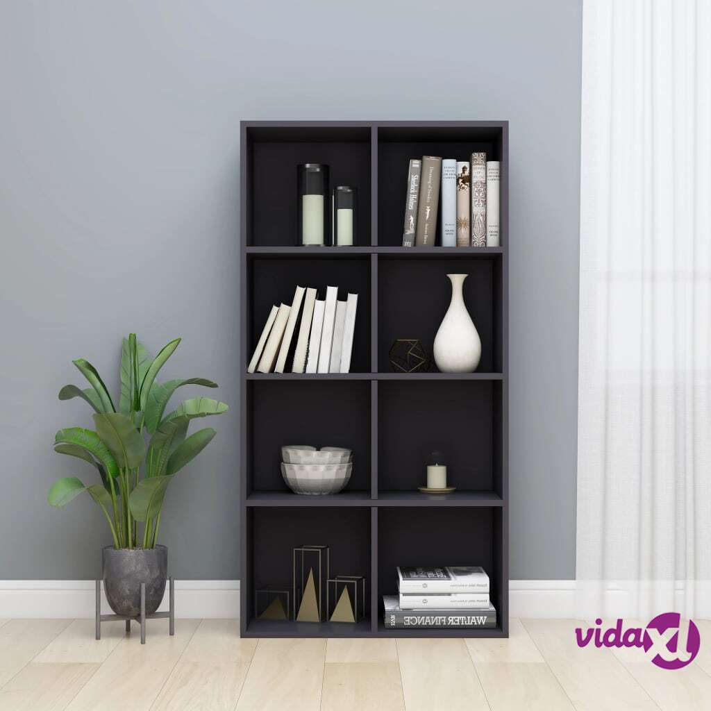 vidaXL Book Cabinet/Sideboard High Gloss Grey 66x30x130 cm Chipboard