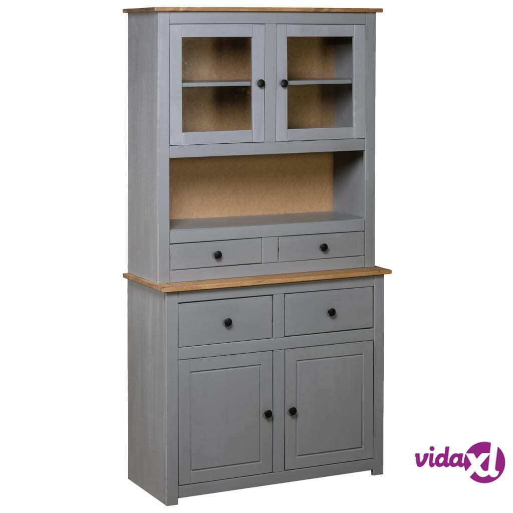 vidaXL Highboard Grey 93x40.5x180 cm Solid Pine Panama Range