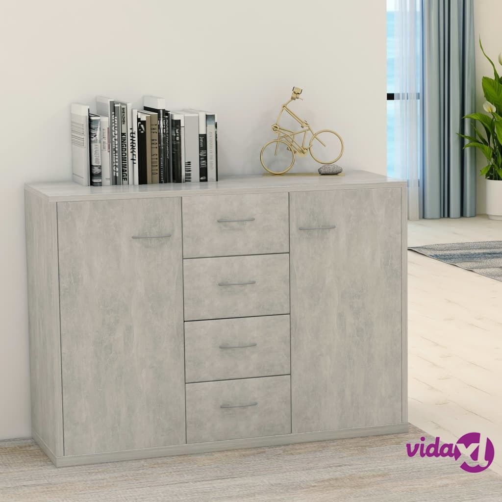 vidaXL Sideboard Concrete Grey 88x30x65 cm Chipboard