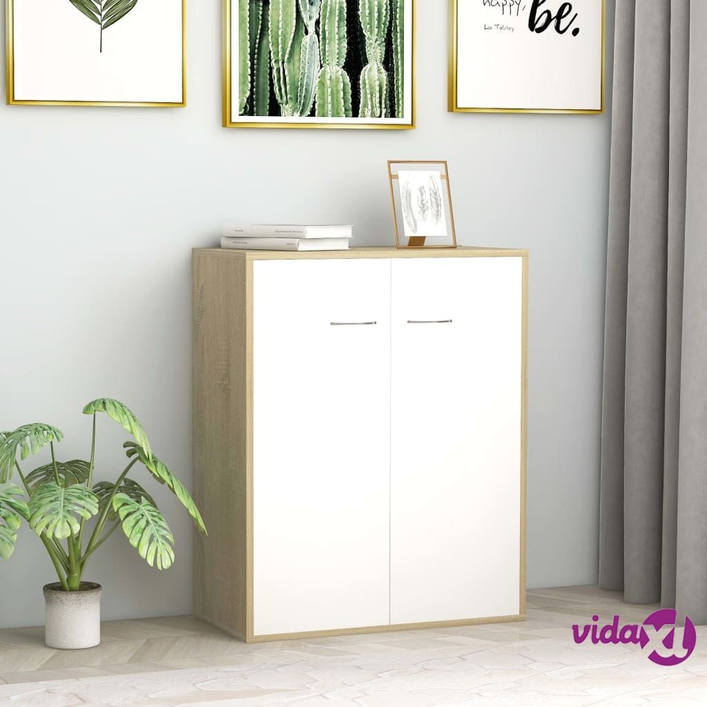 vidaXL Sideboard White and Sonoma Oak 60x30x75 cm Chipboard