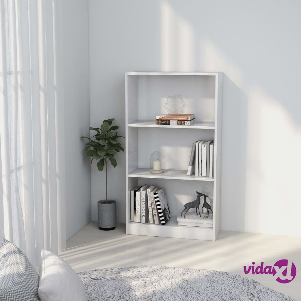 vidaXL 3-Tier Book Cabinet White 60x24x108 cm Chipboard