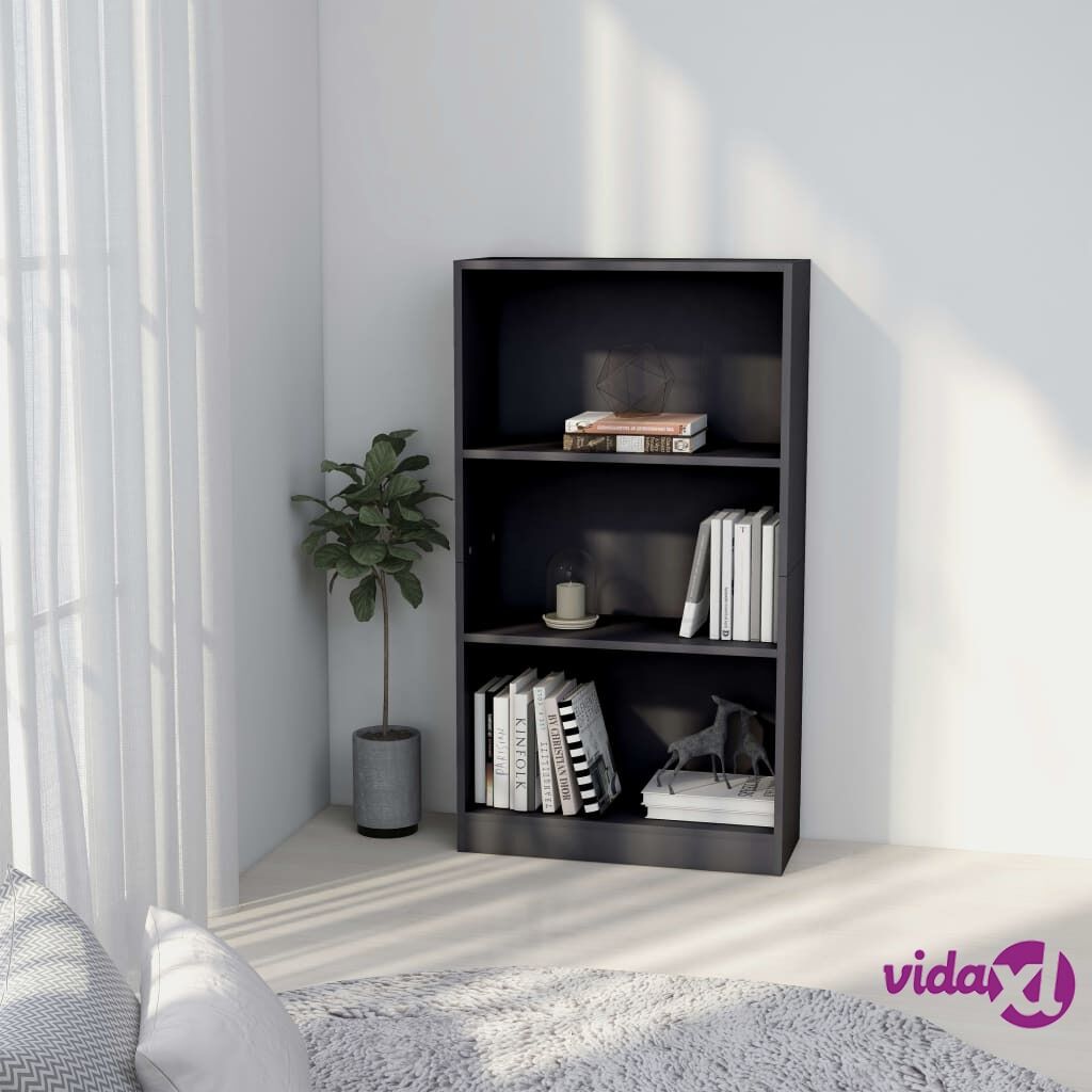 vidaXL 3-Tier Book Cabinet Grey 60x24x108 cm Chipboard