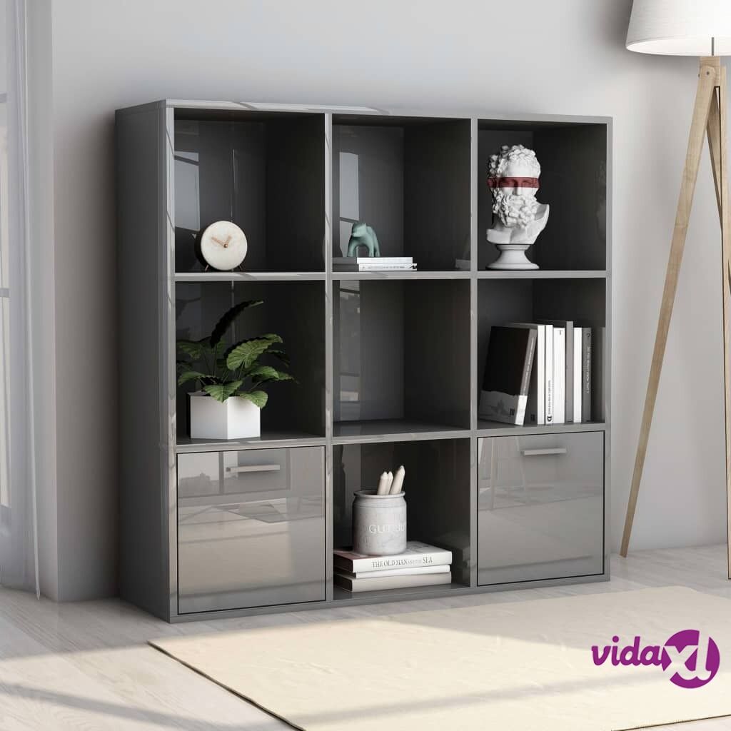 vidaXL Book Cabinet High Gloss Grey 98x30x98 cm Chipboard