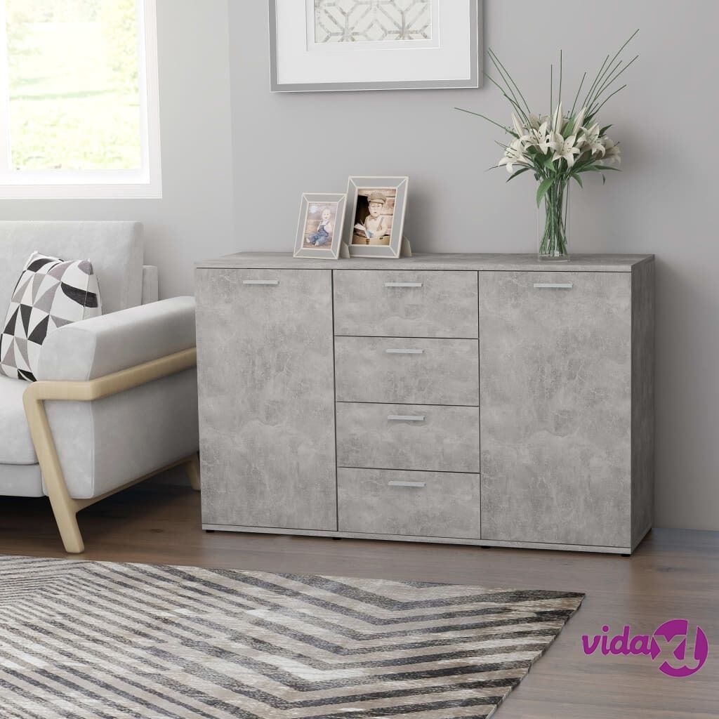 vidaXL Sideboard Concrete Grey 120x35.5x75 cm Chipboard