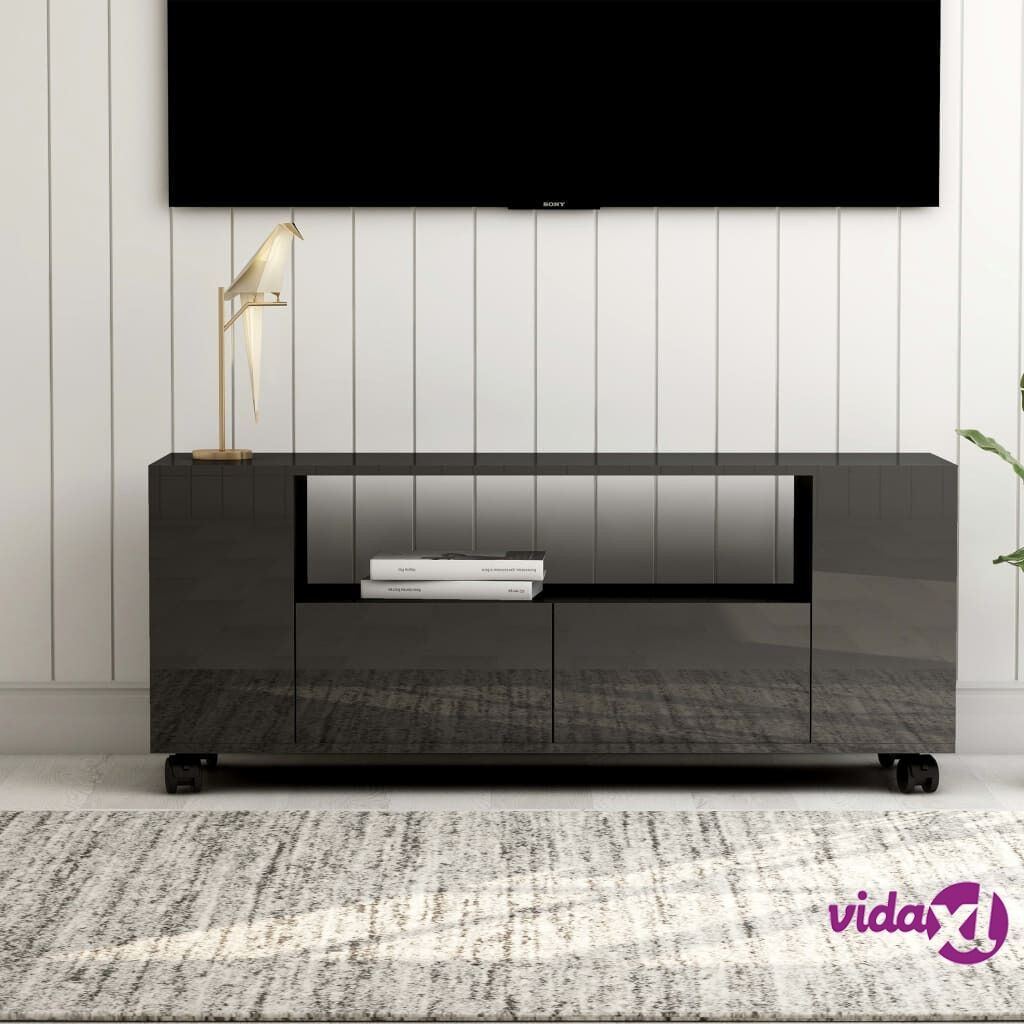vidaXL TV Cabinet High Gloss Grey 120x35x43 cm Chipboard