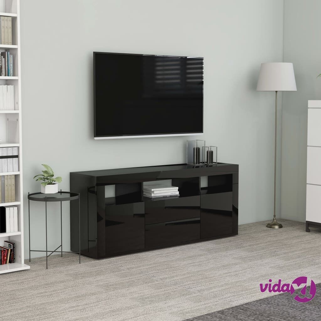 vidaXL TV Cabinet High Gloss Black 120x30x50 cm Chipboard