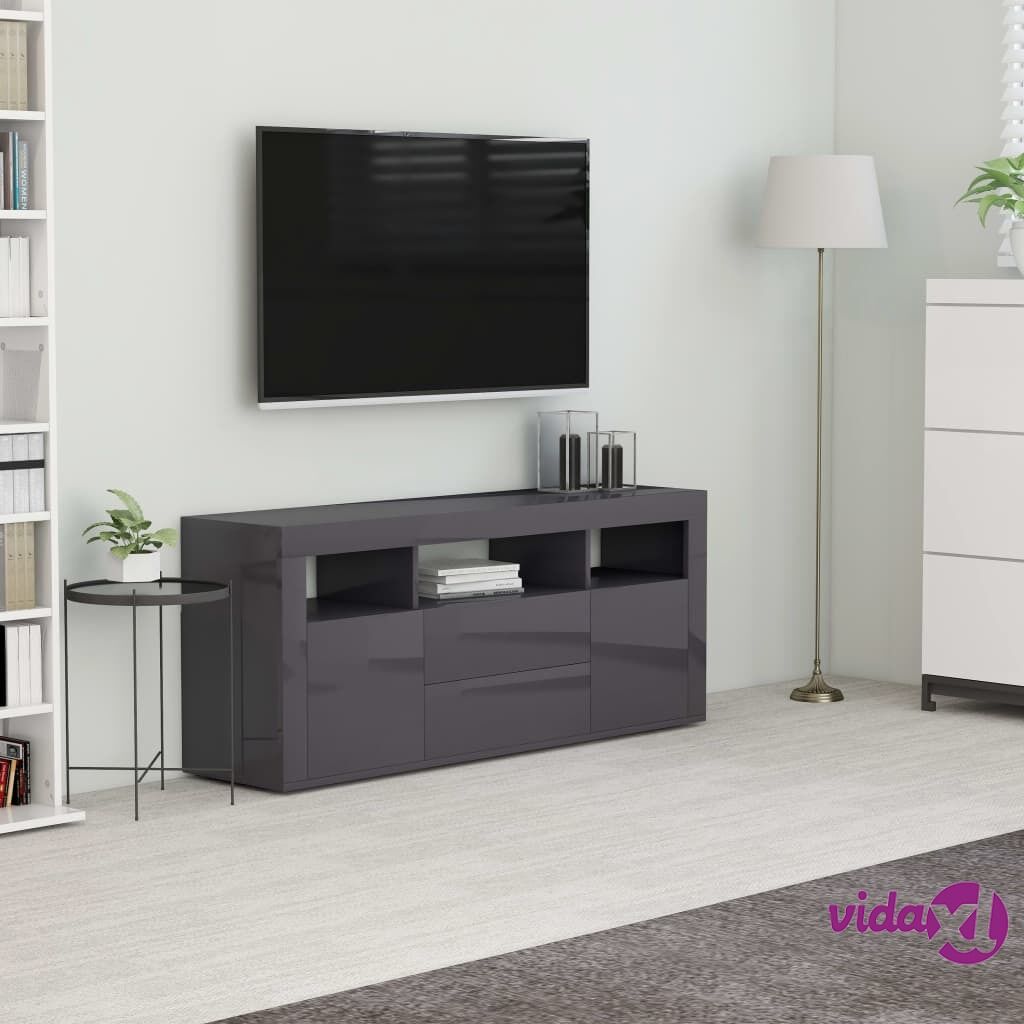 vidaXL TV Cabinet High Gloss Grey 120x30x50 cm Chipboard