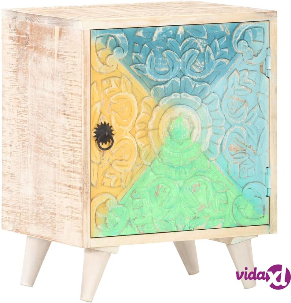 vidaXL Carved Bedside Cabinet 40x30x50 cm Solid Acacia Wood