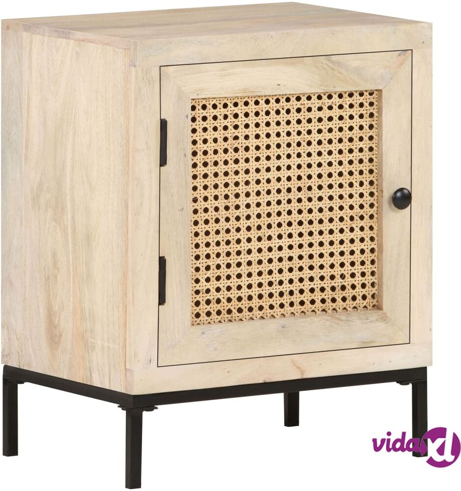 vidaXL Bedside Cabinet 40x30x50 cm Solid Mango Wood and Natural Cane