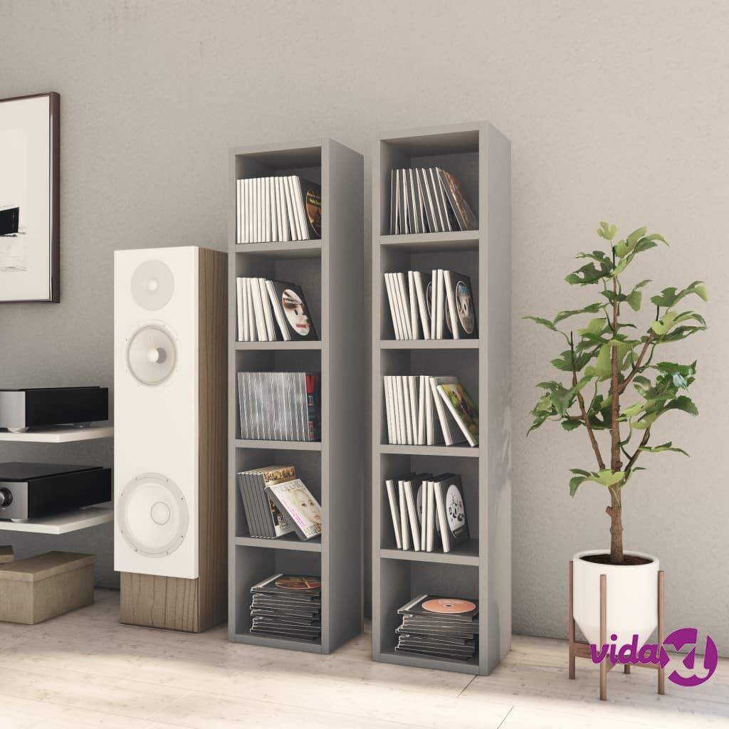 vidaXL CD Cabinets 2 pcs Grey 21x16x93.5 cm Chipboard