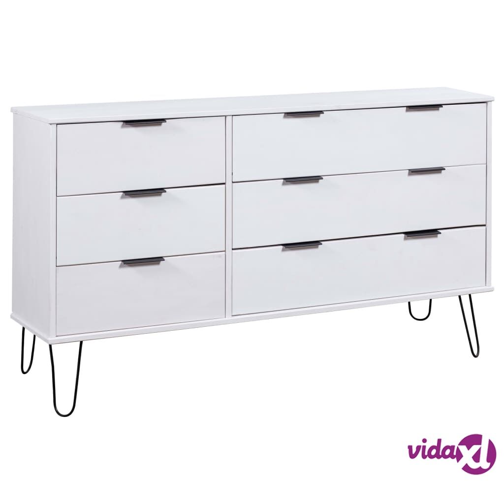 vidaXL Drawer Cabinet White 119.3x39.5x73.6 cm Solid Pine Wood