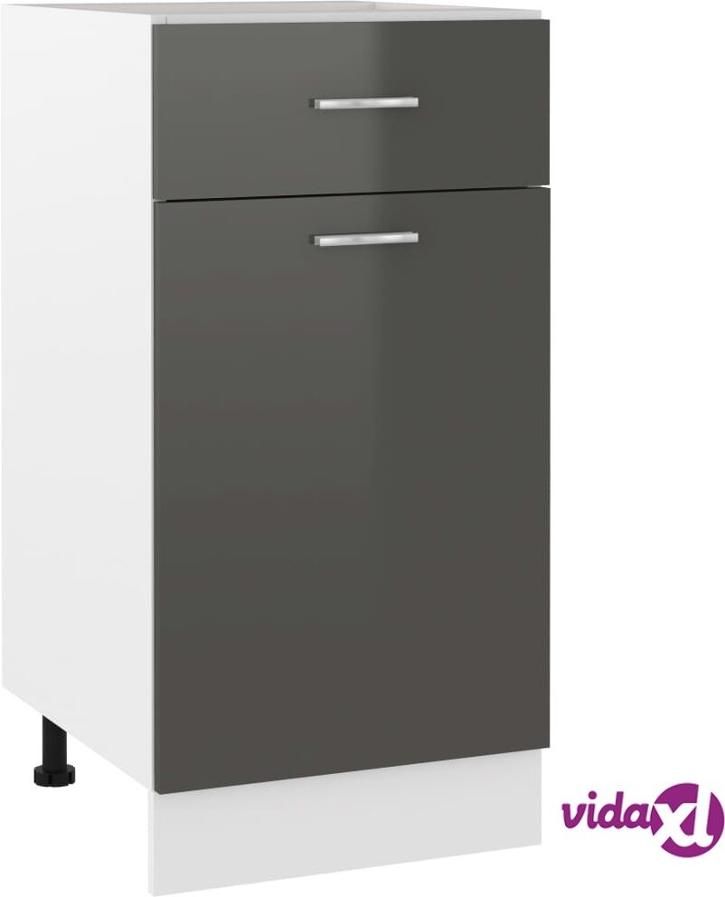 vidaXL Drawer Bottom Cabinet High Gloss Grey 40x46x81.5 cm Chipboard