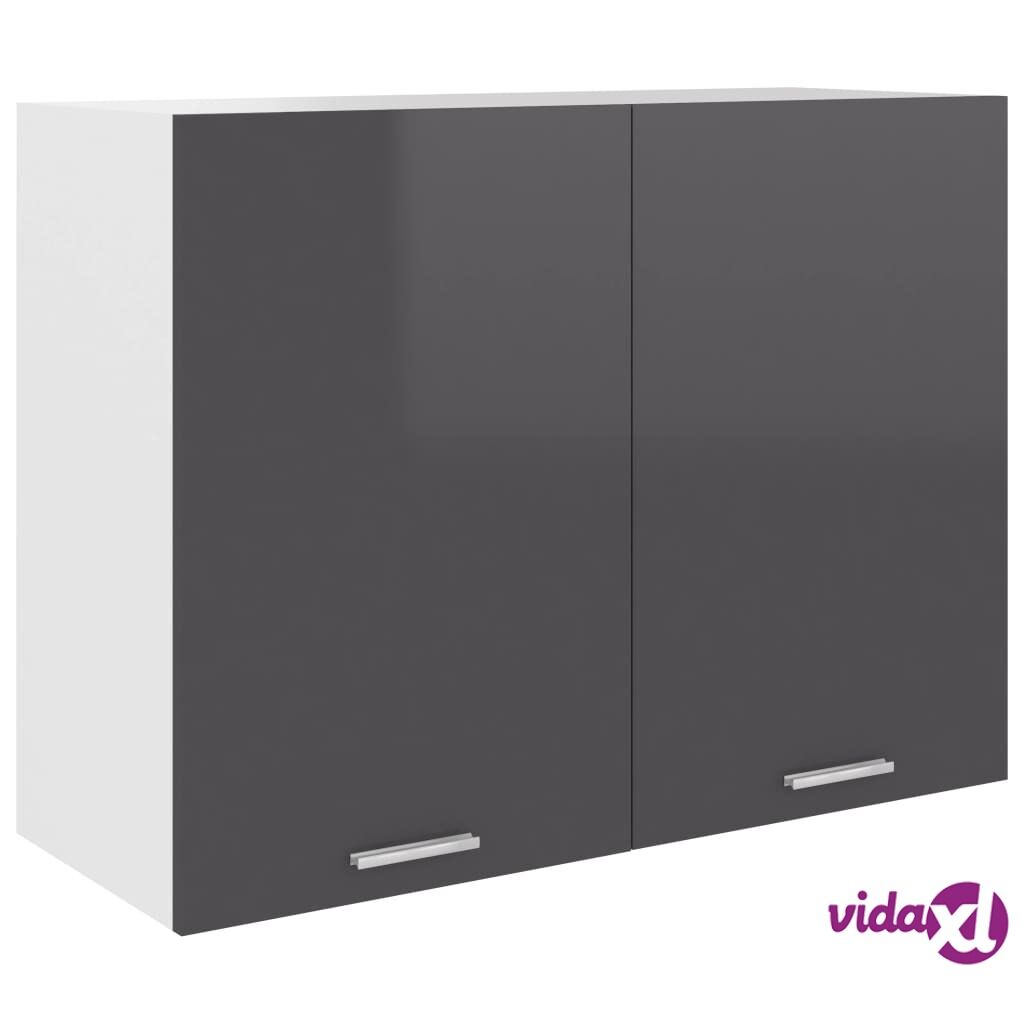 vidaXL Hanging Cabinet High Gloss Grey 80x31x60 cm Chipboard