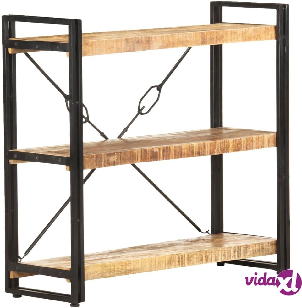 vidaXL 3-Tier Bookcase 90x30x80 cm Solid Mango Wood