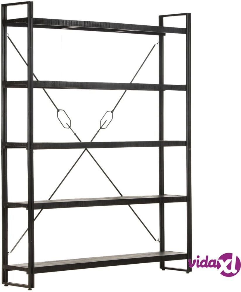 vidaXL 5-Tier Bookcase Black 140x30x180 cm Solid Mango Wood