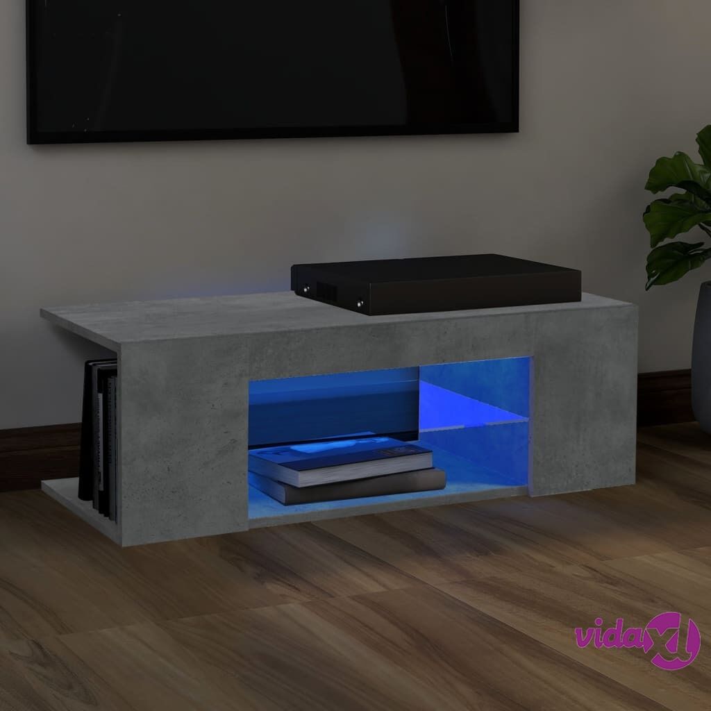 vidaXL TV Cabinet with LED Lights Concrete Grey 90x39x30 cm