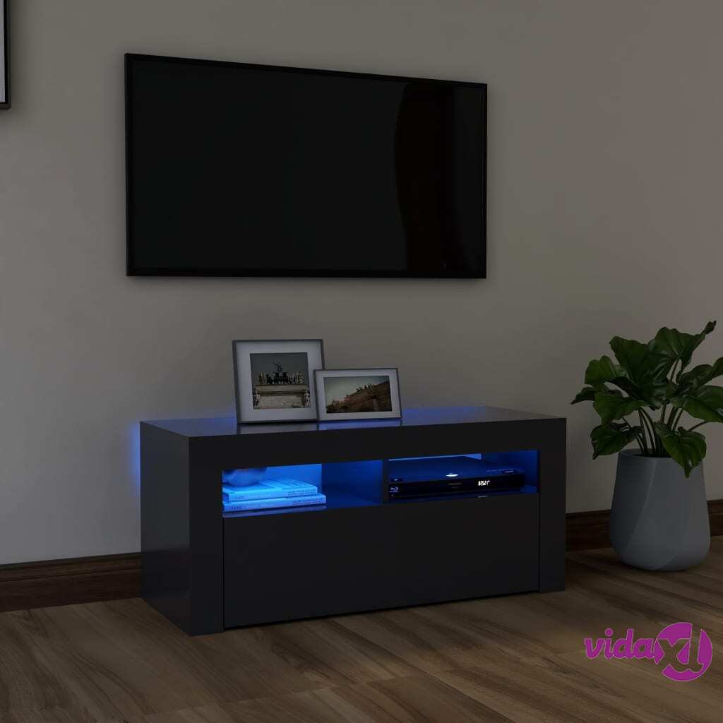 vidaXL TV Cabinet with LED Lights Grey 90x35x40 cm