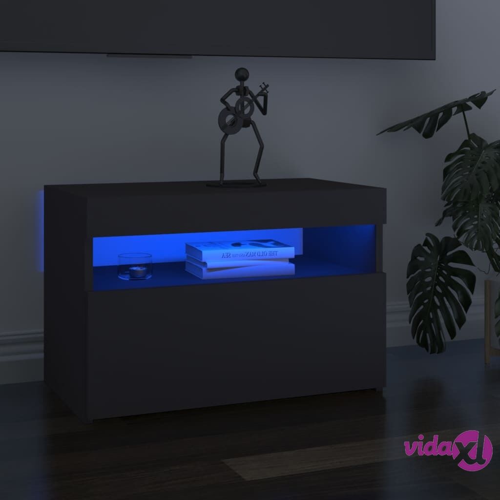 vidaXL TV Cabinets with LED Lights 2 pcs Grey 60x35x40 cm