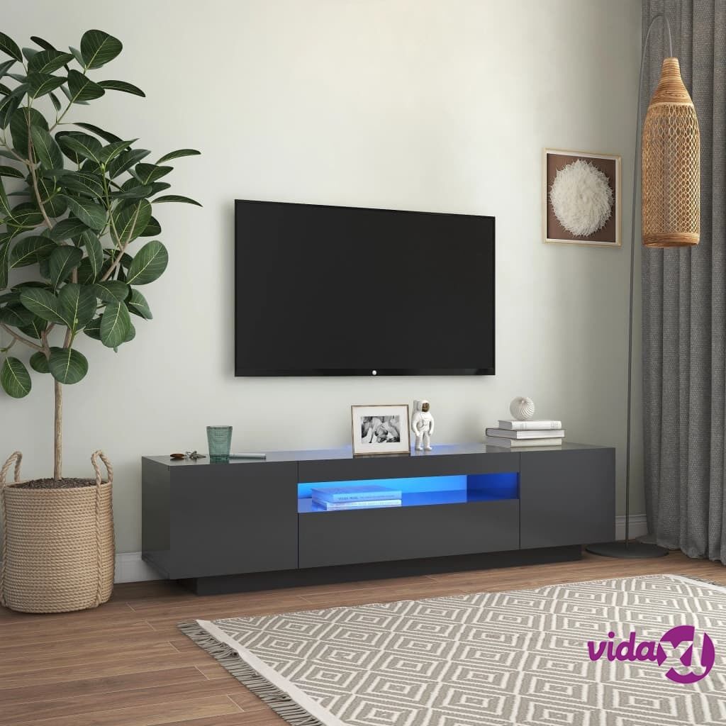 vidaXL TV Cabinet with LED Lights Grey 160x35x40 cm