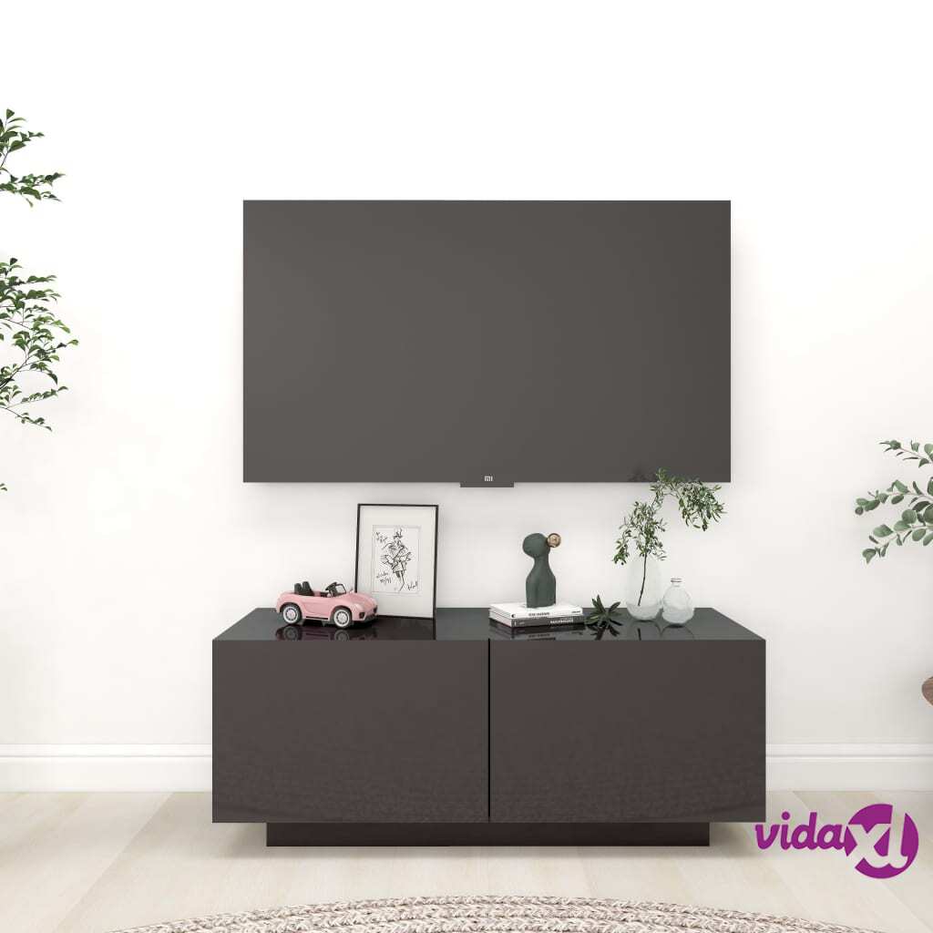 vidaXL TV Cabinet High Gloss Grey 100x35x40 cm Chipboard