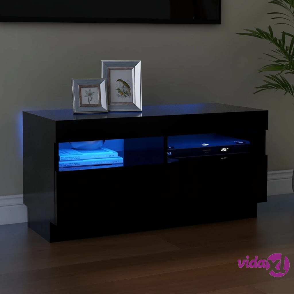 vidaXL TV Cabinet with LED Lights Black 80x35x40 cm