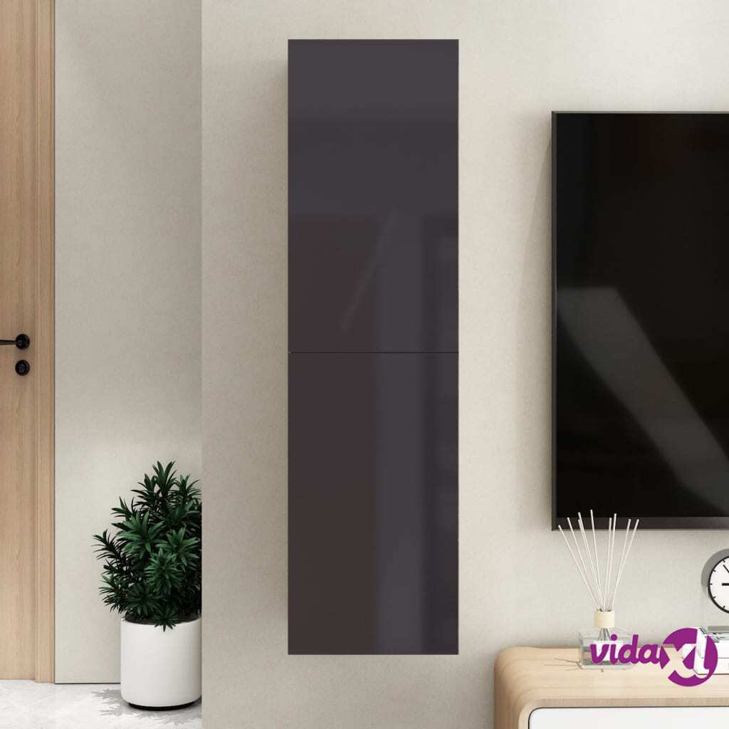 vidaXL TV Cabinet High Gloss Grey 30.5x30x110 cm Chipboard