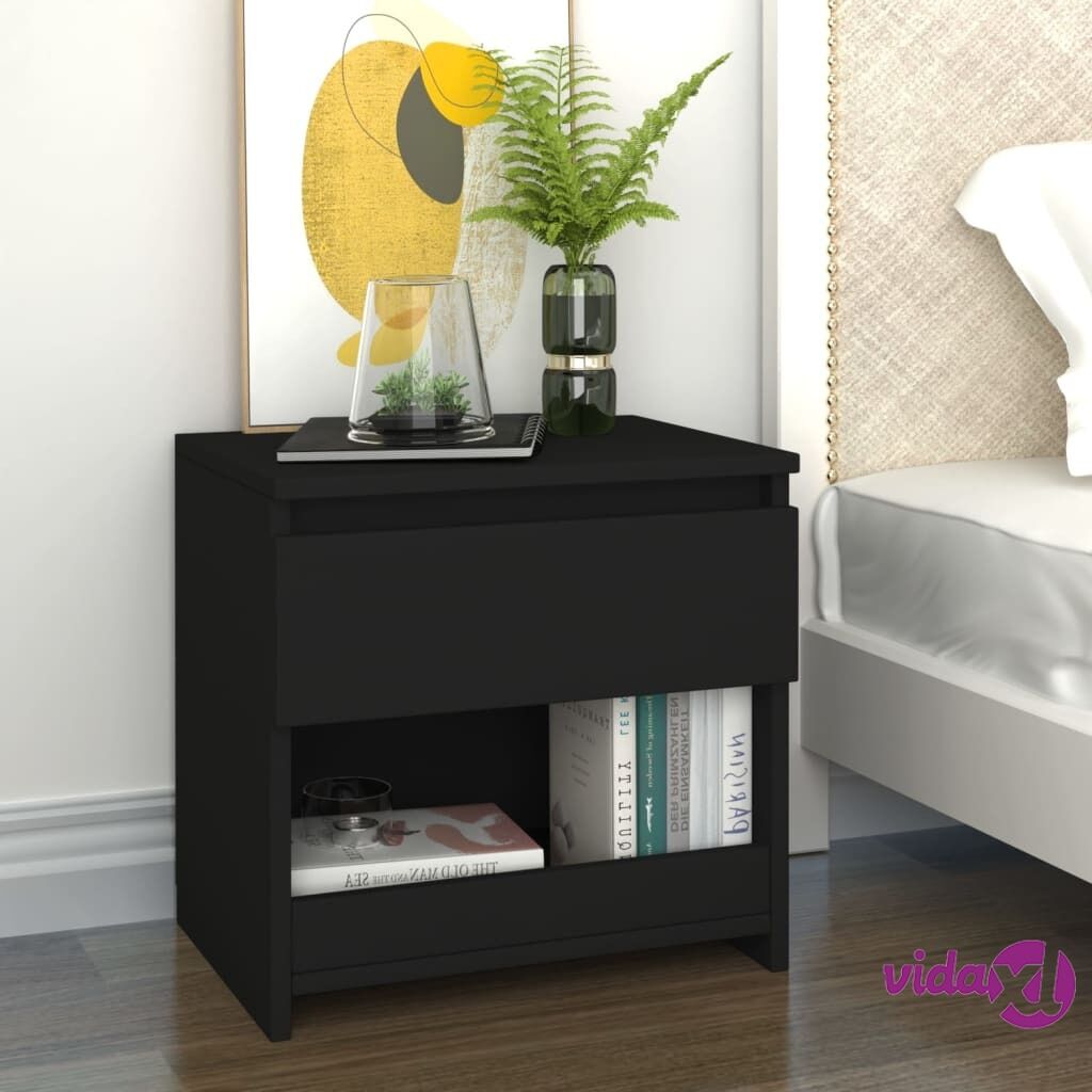 vidaXL Bedside Cabinet Black 40x30x39 cm Chipboard