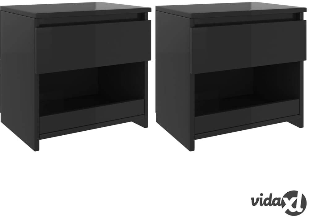 vidaXL Bedside Cabinets 2 pcs High Gloss Black 40x30x39 cm Chipboard