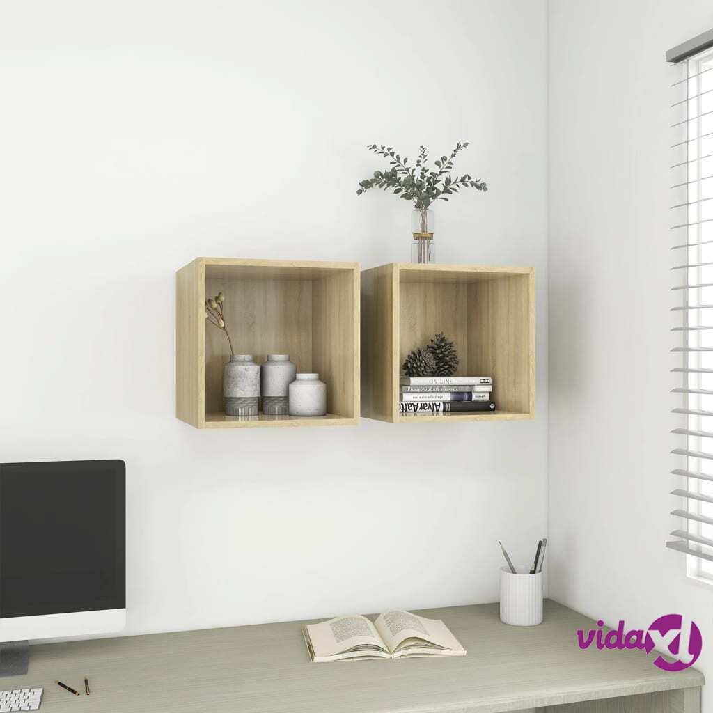 vidaXL Wall Cabinets 2 pcs Sonoma Oak 37x37x37 cm Chipboard