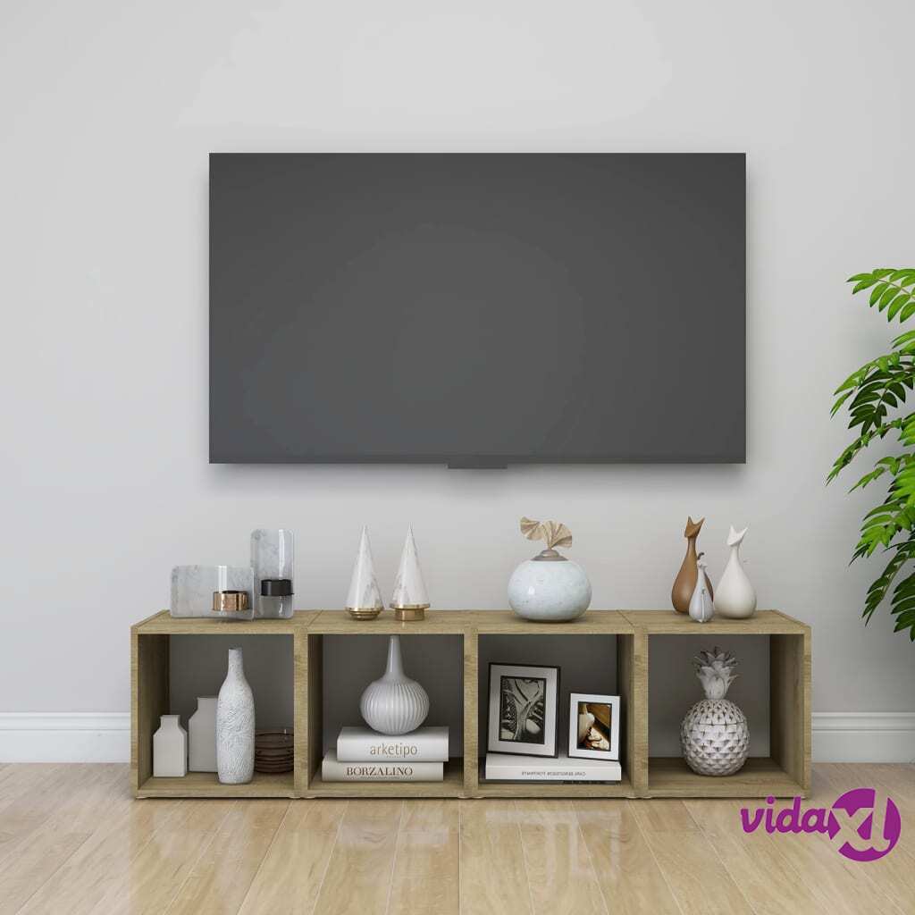 vidaXL TV Cabinets 4 pcs White and Sonoma Oak 37x35x37 cm Chipboard