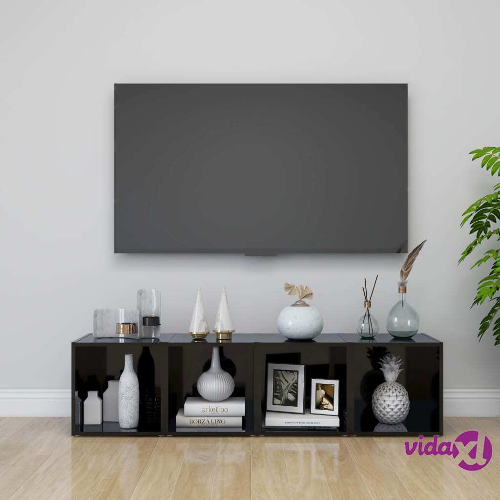 vidaXL TV Cabinets 4 pcs High Gloss Black 37x35x37 cm Chipboard