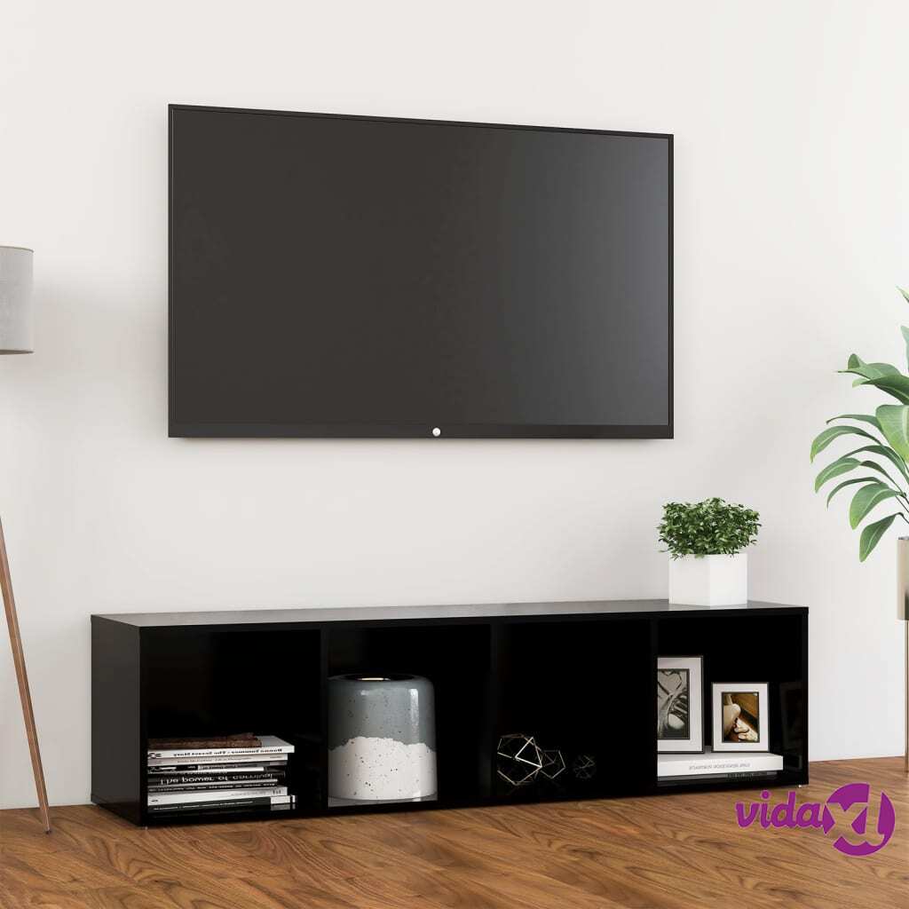 vidaXL TV Cabinet Black 142.5x35x36.5 cm Chipboard