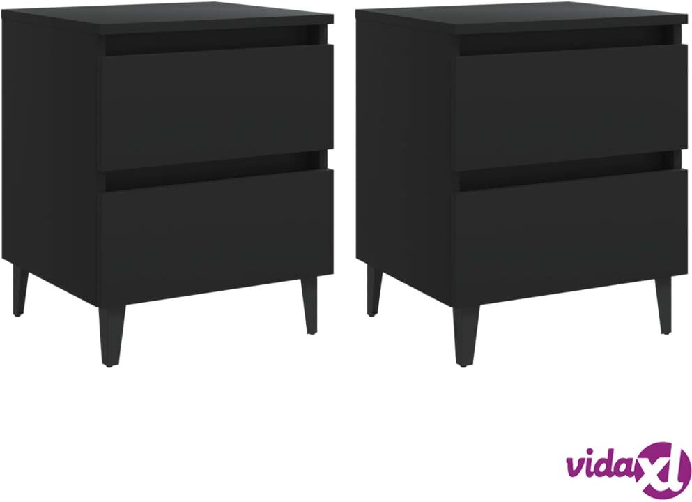 vidaXL Bed Cabinets 2 pcs Black 40x35x50 cm Chipboard