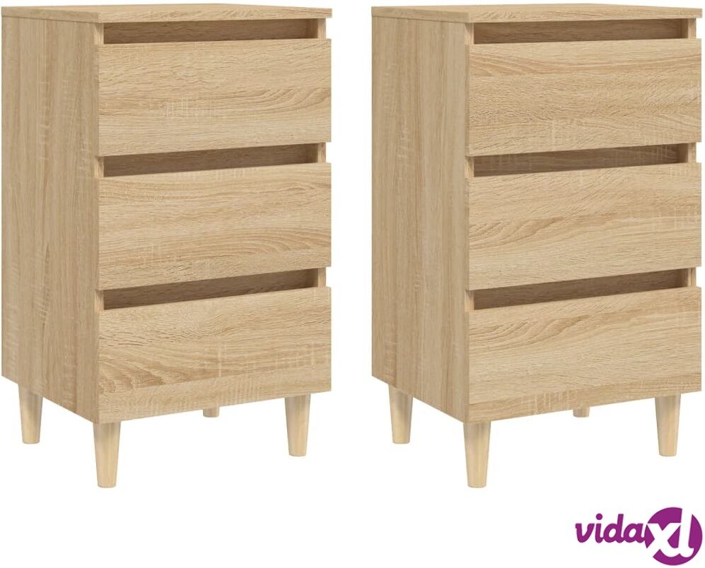 vidaXL Bed Cabinets & Solid Wood Legs 2 pcs Sonoma Oak 40x35x69 cm