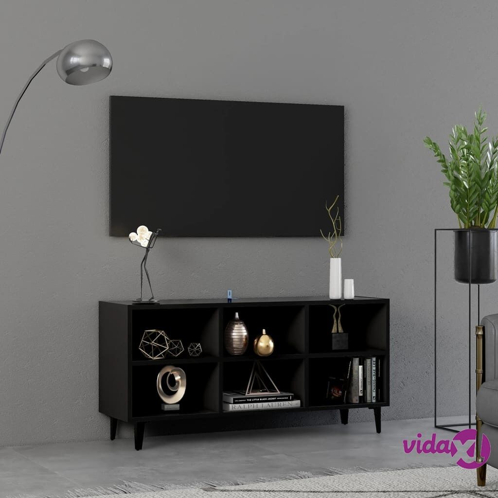vidaXL TV Cabinet with Metal Legs Black 103.5x30x50 cm
