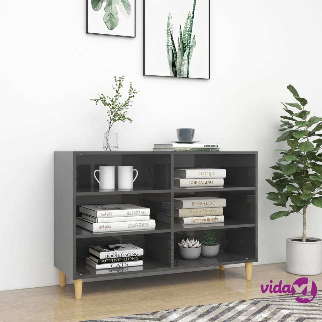 vidaXL Sideboard High Gloss Grey 103.5x35x70 cm Chipboard