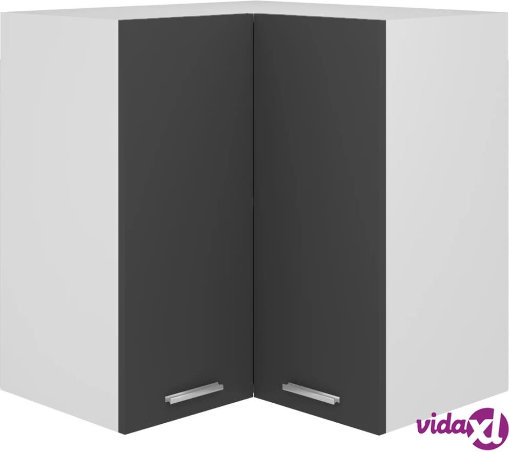 vidaXL Hanging Corner Cabinet Grey 57x57x60 cm Chipboard