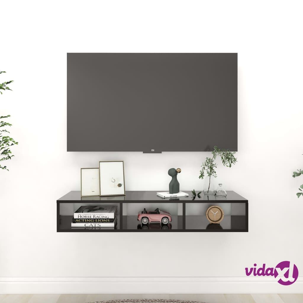 vidaXL Wall Shelf Black 102x30x17 cm Chipboard